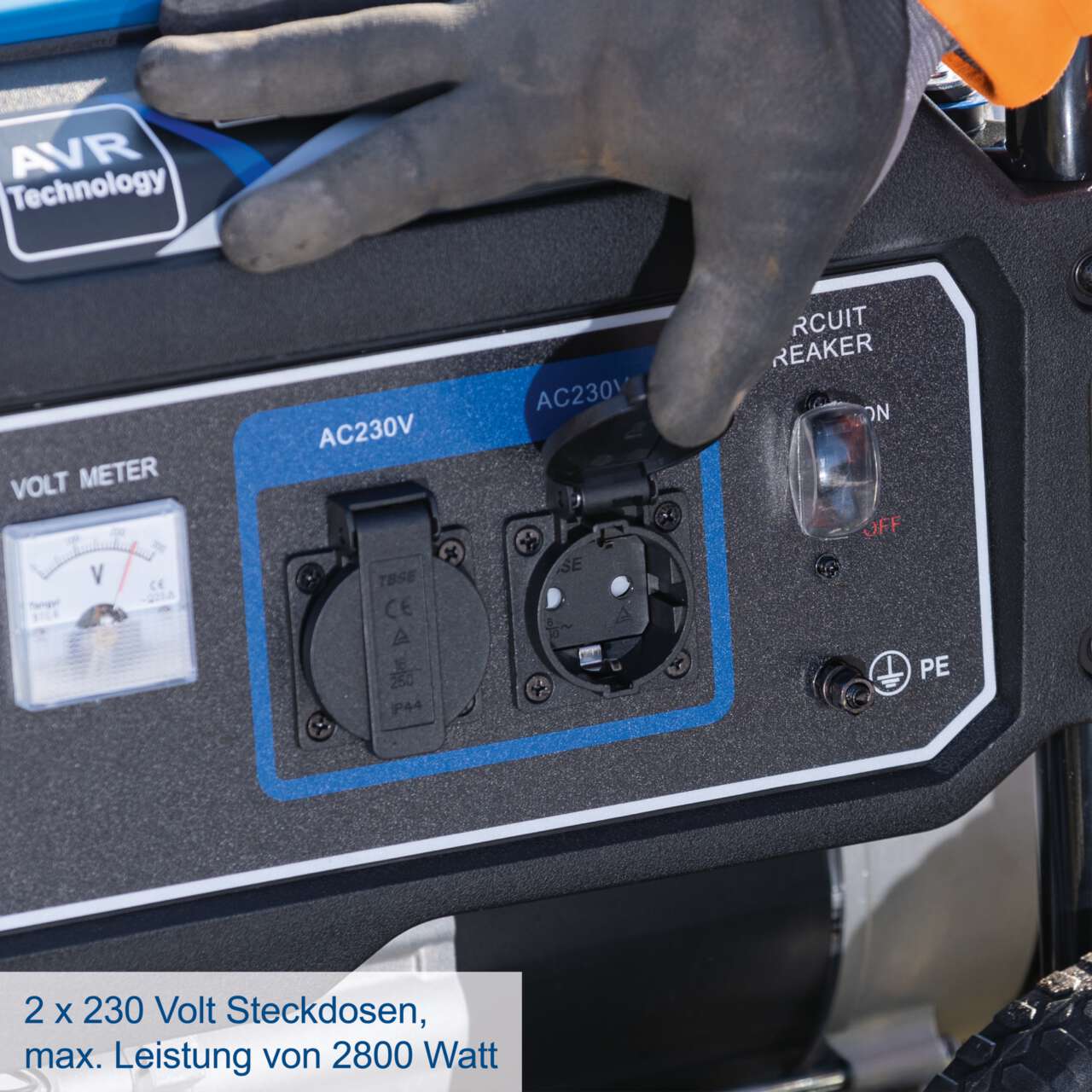 Stromgenerator Benzin SG3200x Scheppach - max. 2800W | 2x230V Steckdosen | 15L Tank für 12h Betrieb