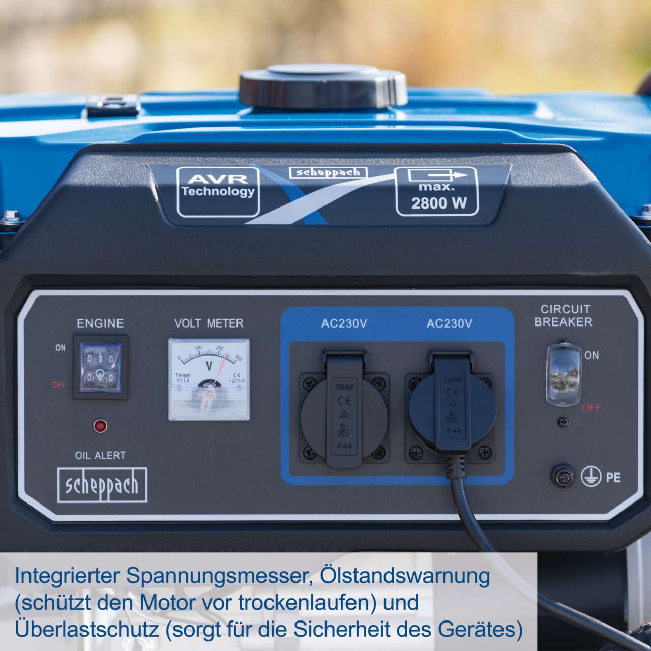 Stromgenerator Benzin SG3200x Scheppach - max. 2800W | 2x230V Steckdosen | 15L Tank für 12h Betrieb