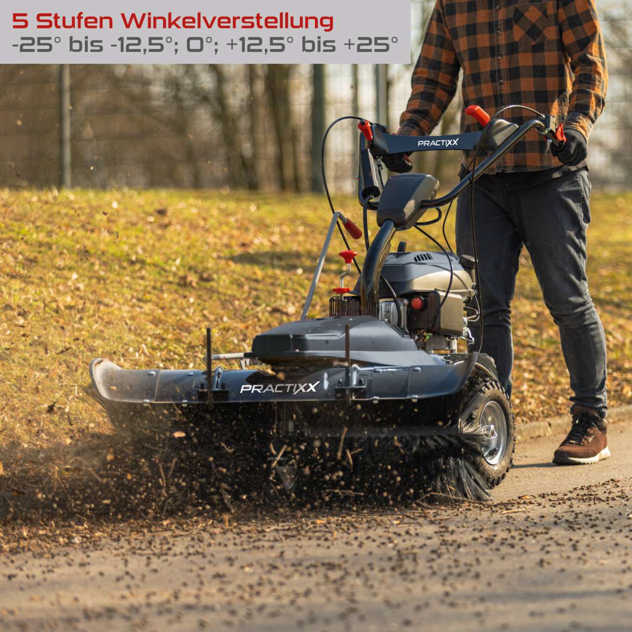 Kehrmaschine PX-KM-100 Practixx - 3in1 inkl. Auffangbehälter & Schneeschild