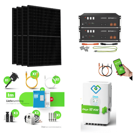 Notstromfäige Backup Kit mit Deye Hybrid-Wechselrichter & Pylontech Speicher