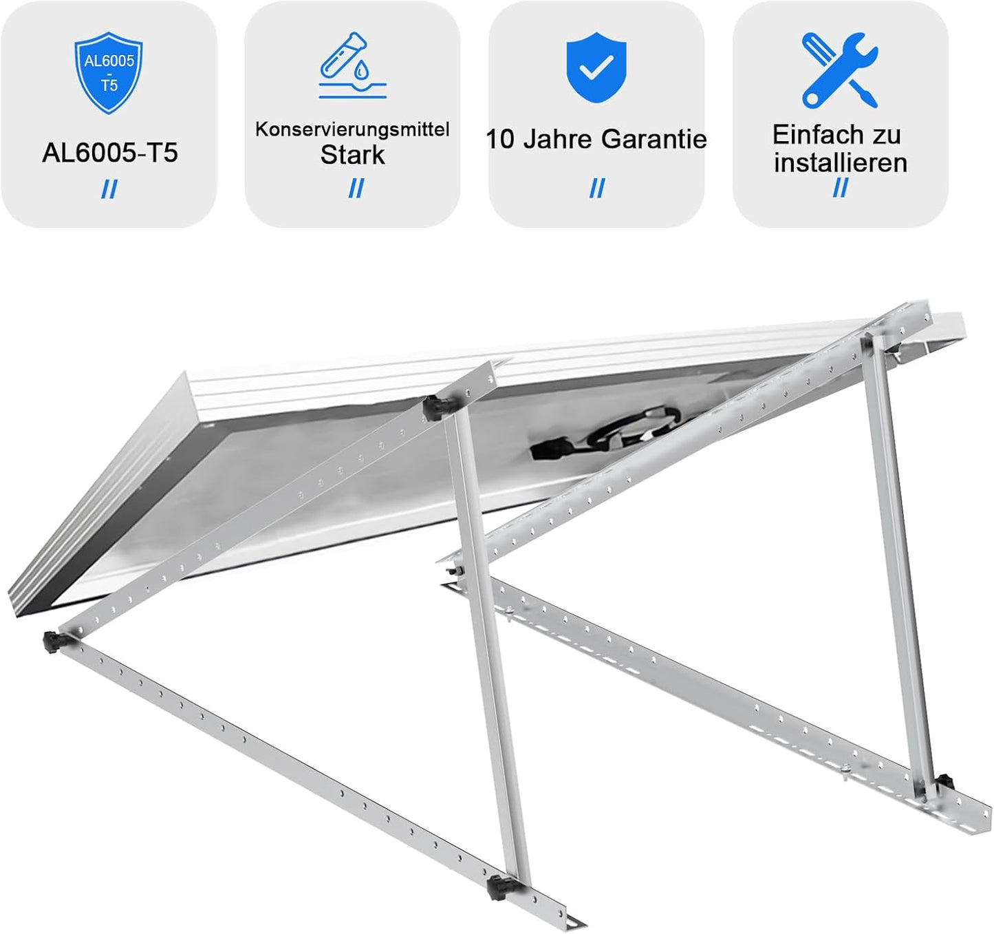 Set für 2 Solarmodul Universal Flachdach Aufständerung