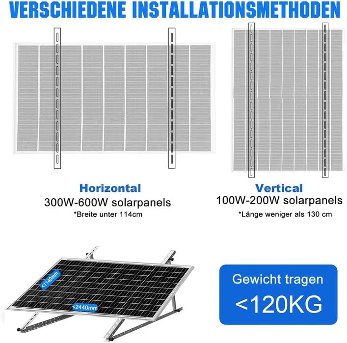 Set für 2 Solarmodul Universal Flachdach Aufständerung
