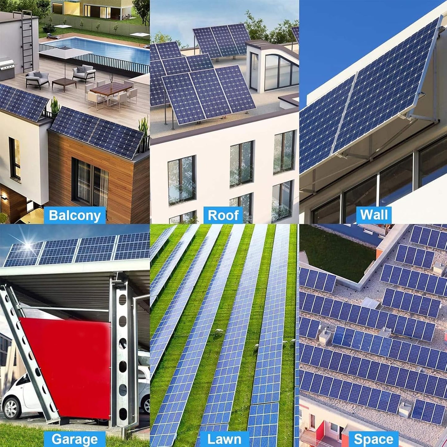 Set für 2 Solarmodul Universal Flachdach Aufständerung