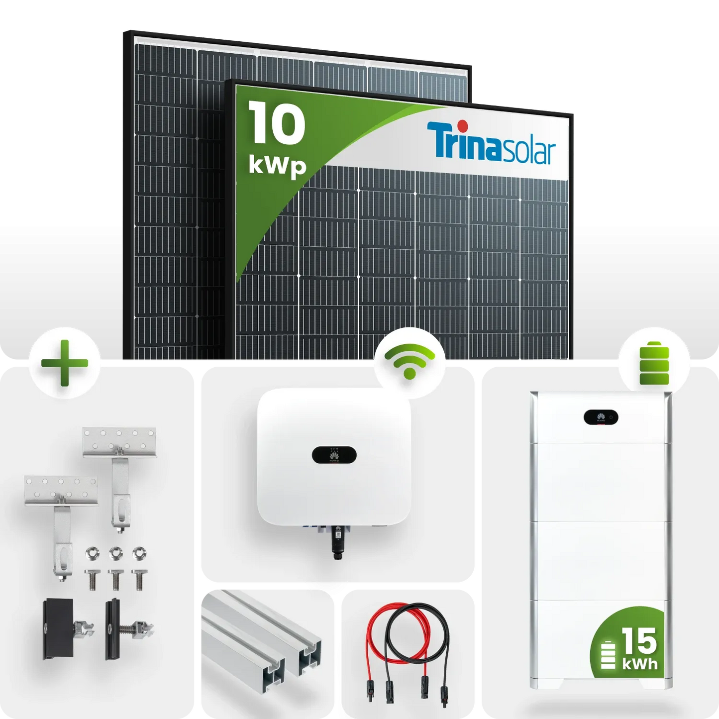 10 kWp PV-Anlage 23x Trina 440Wp Glas-Glas Black Frame 5/10/15 kW Speicher