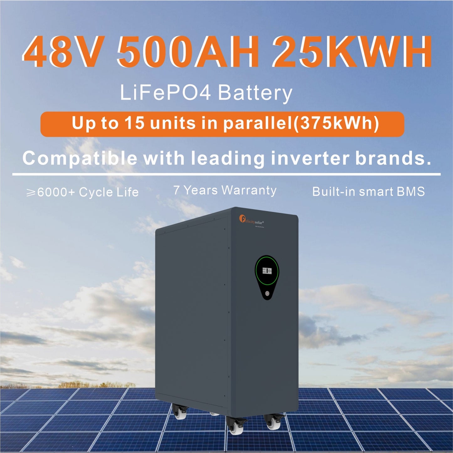 Felicity 25kWh Speicher FLA48500 LiFePO4 Lithium 48V 500Ah
