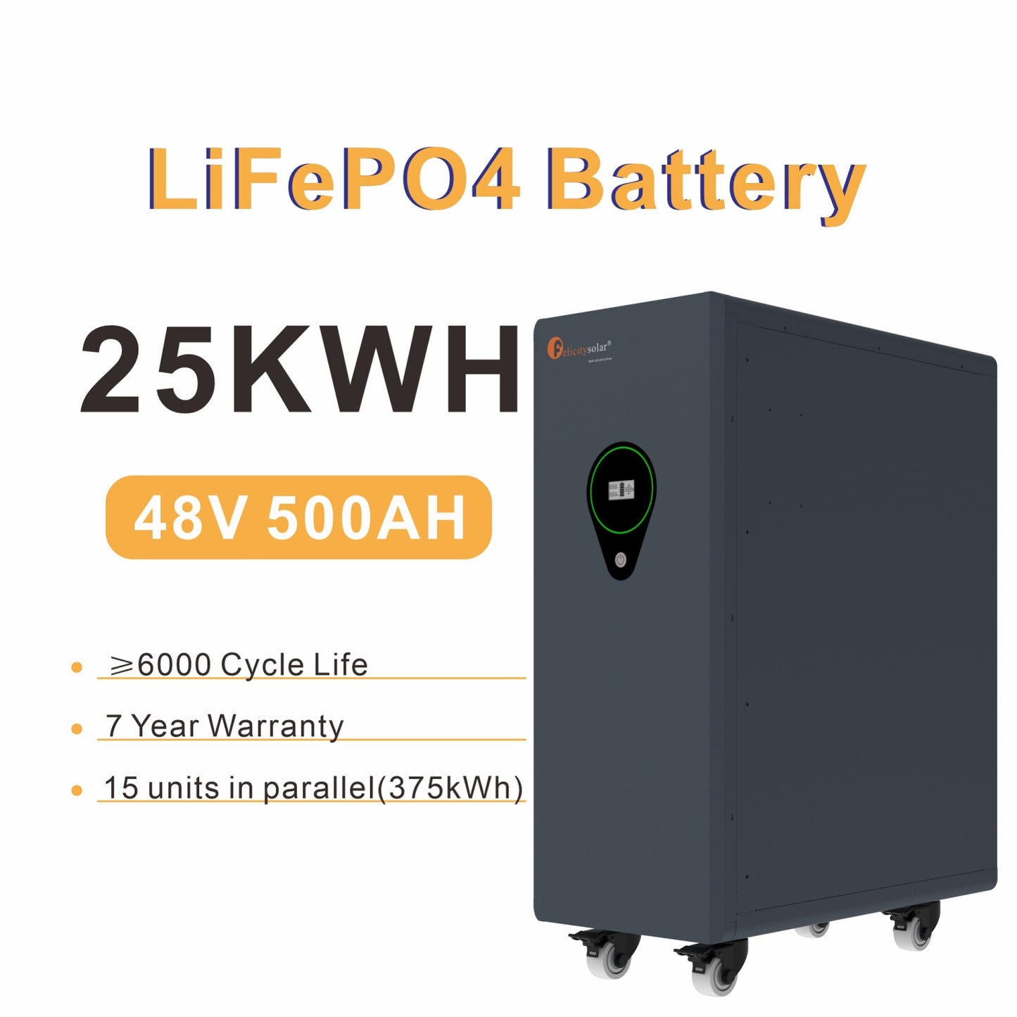 Felicity 25kWh Speicher FLA48500 LiFePO4 Lithium 48V 500Ah