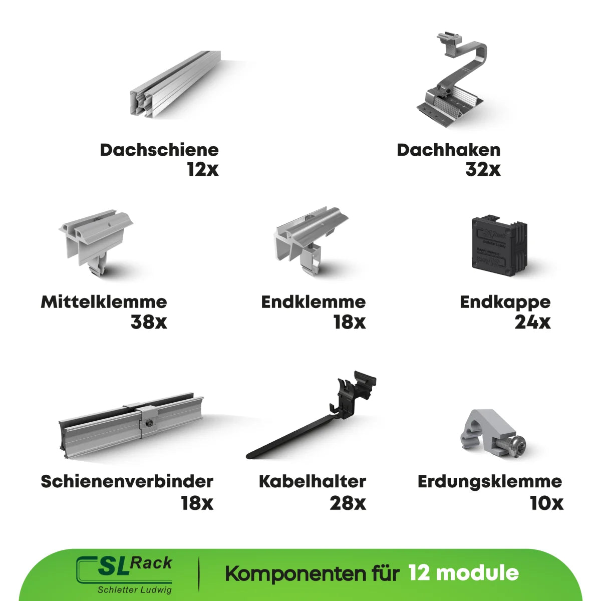Unterkonstruktion Schrägdach 10 - 40 Module