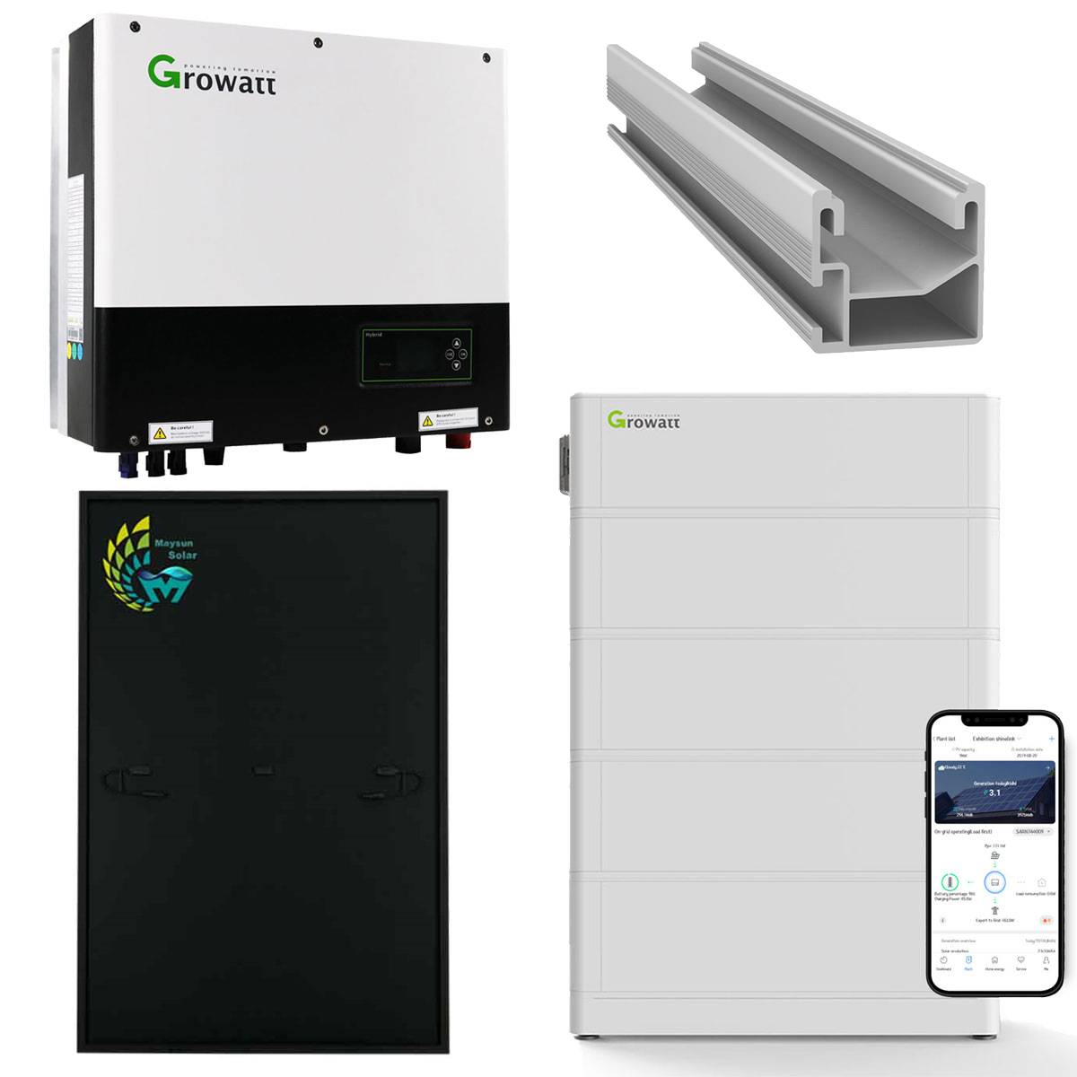 Growatt SPH 6kW Hybrid Wechselrichter mit Speicher Komplett-Set