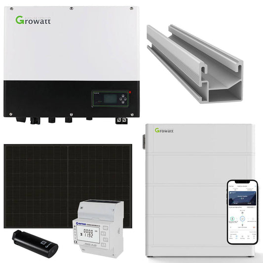 Growatt SPH 4kWp PV-Komplettanlage mit Solarmodulen und Speicher (Glas-Glas)