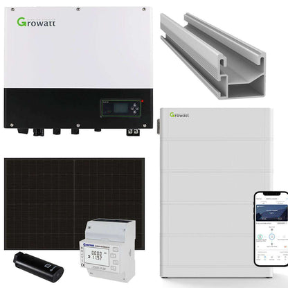 Growatt SPH 4kWp PV-Komplettanlage mit Solarmodulen und Speicher (Glas-Glas)