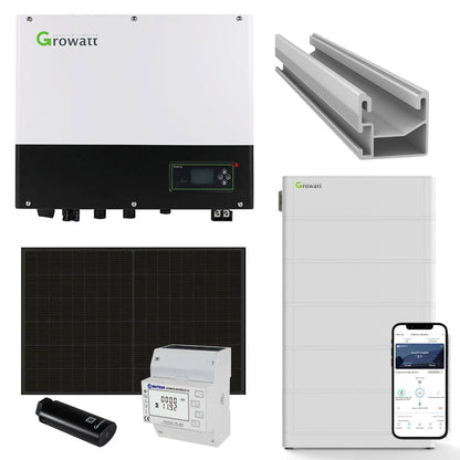 Growatt SPH 5kWp PV-Komplettanlage mit Solarmodulen und Speicher (Glas-Glas)