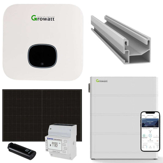 Growatt MOD 10kWp PV-Komplettanlage mit Solarmodulen und Speicher (Glas-Glas)