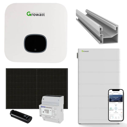 Growatt MOD 10kWp PV-Komplettanlage mit Solarmodulen und Speicher (Glas-Glas)