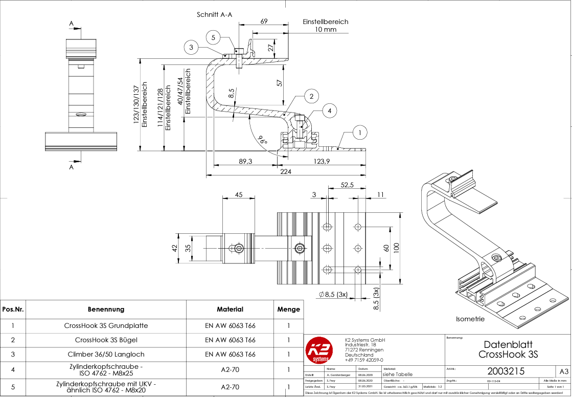 K2 CrossHook 3S Dachhaken für Ziegeldach 2003215